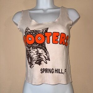 Hooters White Tank with Orange Logo